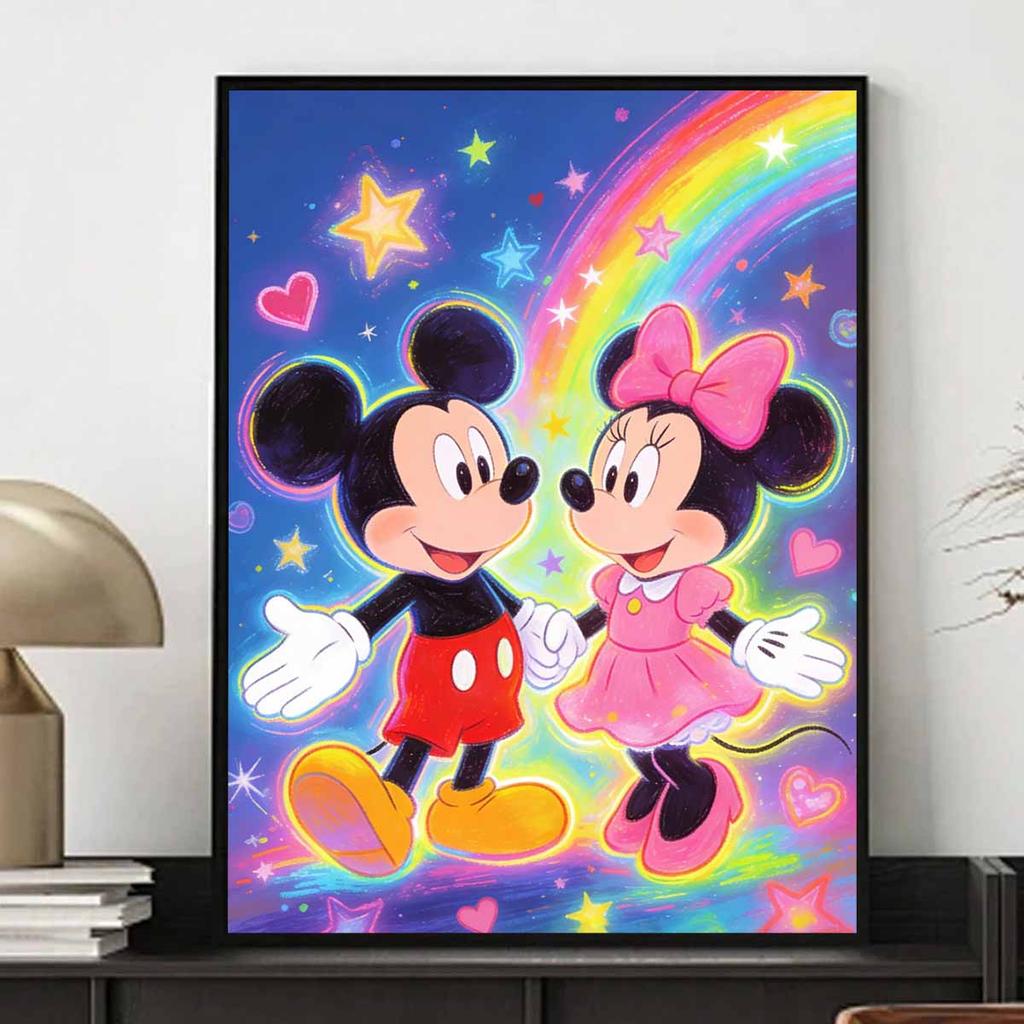 Disney Diamond Art Painting Kit Mickey Minnie Rainbow Stars Home Wall Decor Handmade Gift for Fans