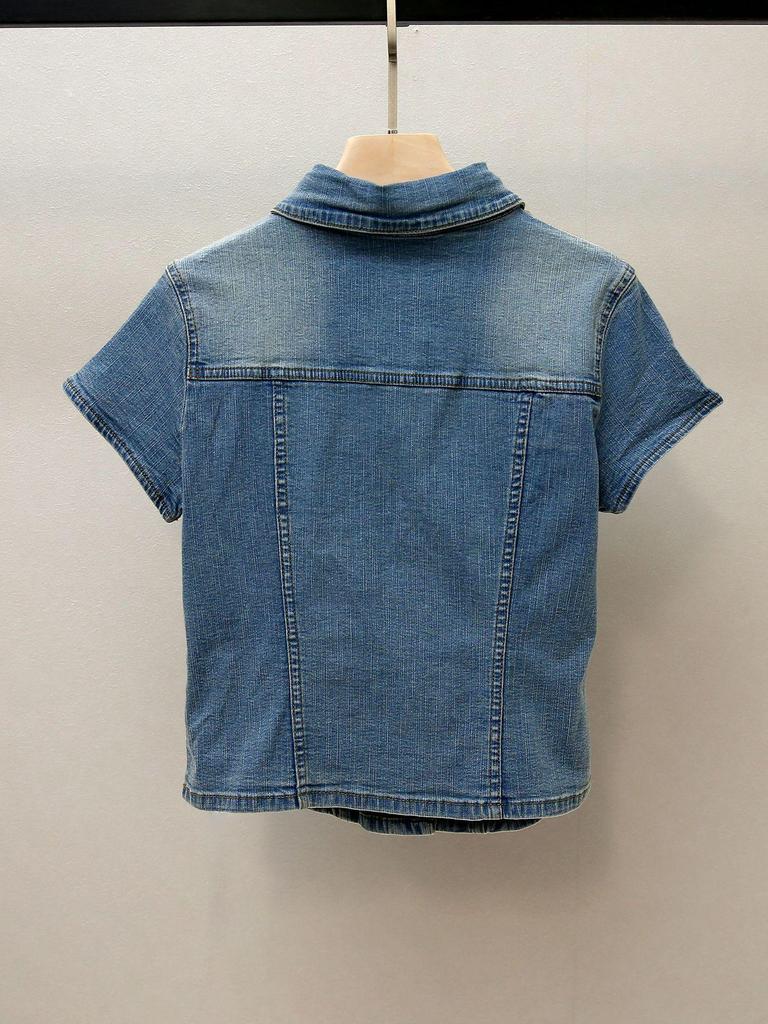 High-End Damen Herbst Französischer Chic Umlegekragen Schlankmachendes Denim-Oberteil