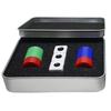 Left Right Center Dice Game Set with 3 Dices 36 Chips Aluminum Box Packaging Gaming Dice Accessories for Multiplayer Entertainment
