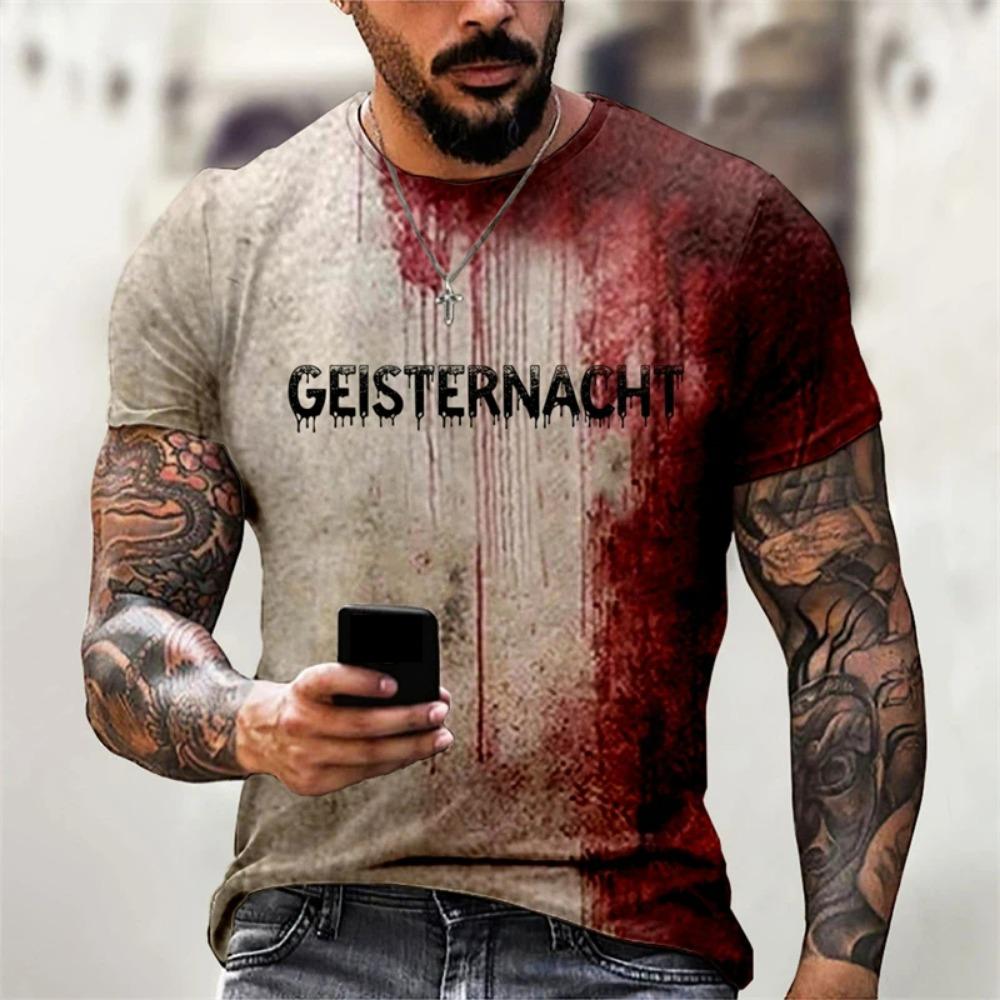 Funny Holiday Party T Shirt For Men Blood Design Graphic T Shirts Cosplay Bloody Female Tee Horror T-shirt