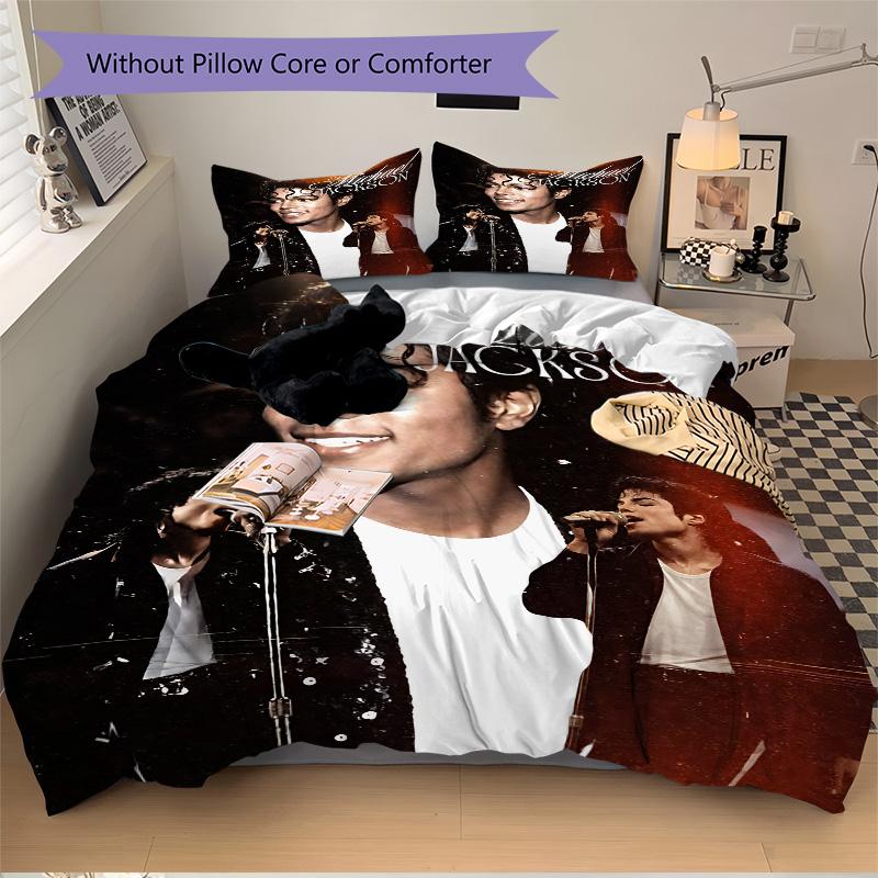 Set Biancheria da Letto Iconico di Michael Jackson 3 Pezzi Copripiumino con 2 Federe Cuscino Regalo di Compleanno per la Casa