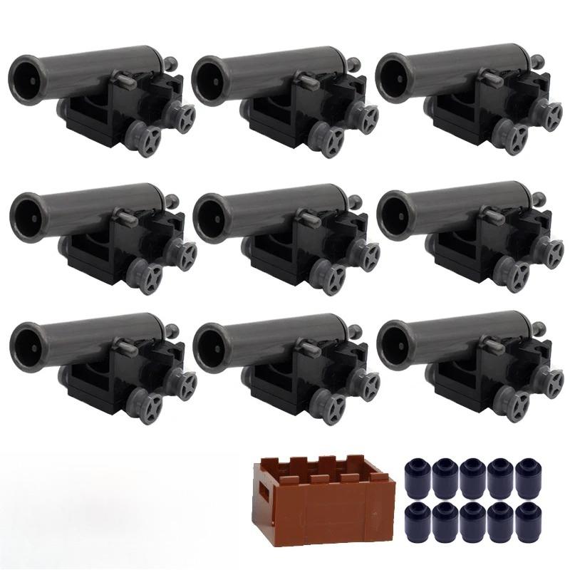 MOC Building Blocks Military Navy Figures Accessories Medieval Cannon Ammunition Wilderness Scene Tent Bonfire Brick Toy Gifts