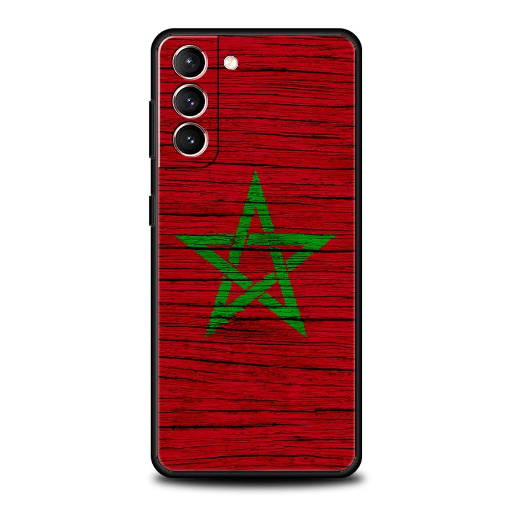 Morocco Flag Passport Phone Case For Samsung Galaxy S24 S23 S22 S20 Ultra S21 FE 5G S10 S9 Plus S10E S8 Note 20 Soft Black Cover