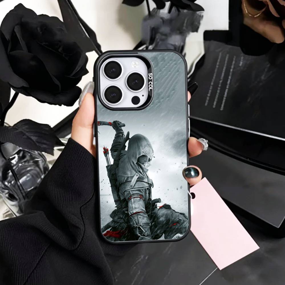 A-Assassins C-Creed S-Shadows Naoe Phone Case For iPhone17,16,15,14,13,12,11 Plus,Pro Max Colored Silver Plated Inside Cover