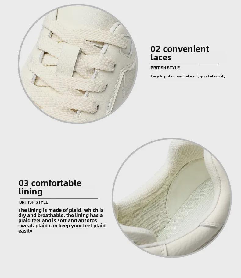 2025 Men's Retro White Leather Casual Trainers - Lightweight, Breathable, Soft Sole