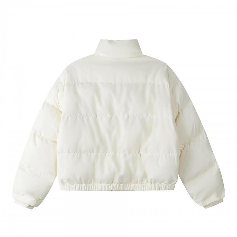 Unisex Streetwear Cotton Padded Jacket With Contrast Color Strap Detail Loose Fit Winter Coat Teens