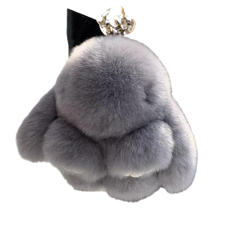 Cute Faux Mink Fur Plush Bunny Pendant Keychain Charm