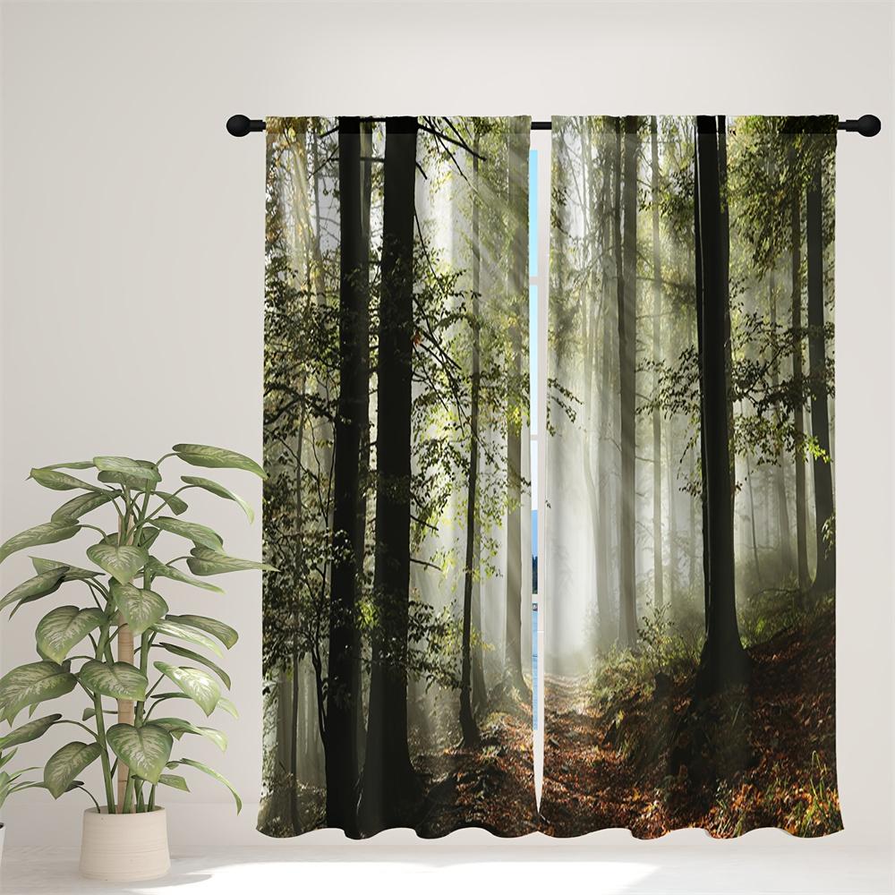 

Осенние натуральные сенеры, лесные пейзажи, оконные шторы, жалюзи для гостиной, детской спальни, кухни, двери, домашний декор, 2 шт. W50 X H130(CM)X2&Grommet Top