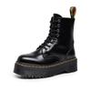 Leder dicke Sohle Loch Martin Stiefel Damen High-Top Seitenreißverschluss Britische Kurzstiefel Muffin-Sohle Schnürung Damenstiefel
