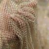 Luxury AB Color High Gloss Elastic Diamond Mesh Fabric Sewn with Satin Belt Mesh Lace Fabric DIY Dress Clothing High-end Fabrics