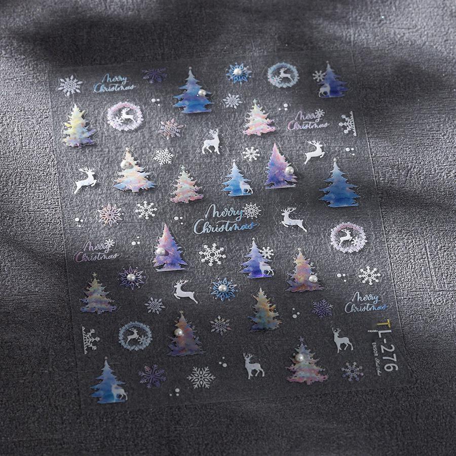 

TENSOR Christmas Glass Nail Stickers: Reindeer & Snowflake Design (Adhesive, Hot Stamping Series TL-276)