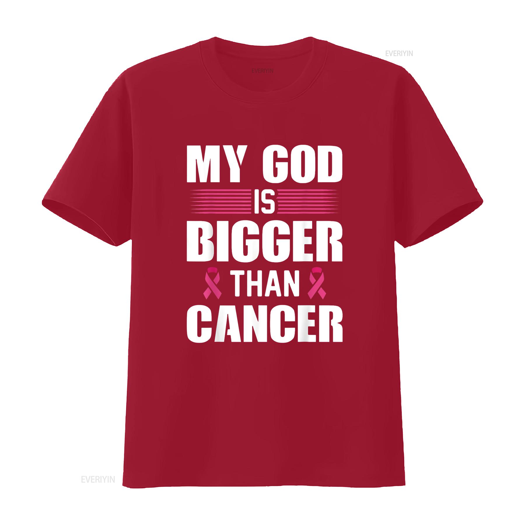 Womens My God Is Bigger Than Cancer Breast Awareness Ribbon T Shirt Black vintage Washed Stretched Comfortable Stylish Casual S