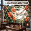 Floral Garden Theme Throw Blanket Custom Name Text Personalized Blanket Soft Cozy Blanket for Home Sofa Bed