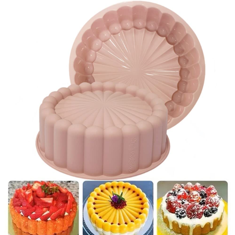 Silicone 8 Inch Charlotte Round Cake Pan Strawberry Cheesecake Brownie Bread Form Maker Baking Cake Mold Tray Pie Flan Bread Pan