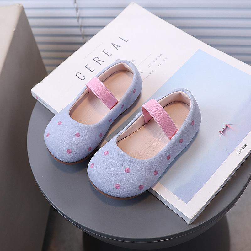 Girls Flat Shoes Slip-on Sweet Polka Dots Kids Moccasins Non-slip Soft Sole 2025 New Children Dance Shoes Round Toes Candy Color