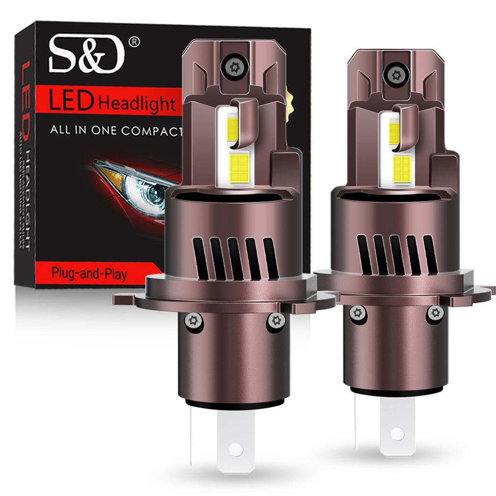 2 Pezzi Lampadine LED H4 Canbus per Fari Auto Moto Fascio Alto Basso 30000LM 24 Pezzi LED CSP 3570 Turbo Lampade a Diodi Fari Auto Moto 6500K Bianco