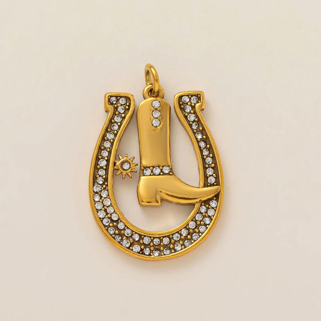 European & American Stainless Steel Boot Pendant - DIY Accessory with 18K Gold Color Retention