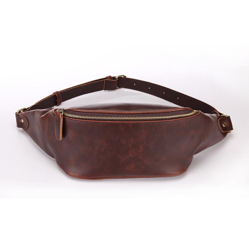 Retro Men Waist Bag PU Leather Fashion Sports Shoulder Chest Bag Cycling Travel Purse Men s Mobile Phone Waist Bag Zero Wallet