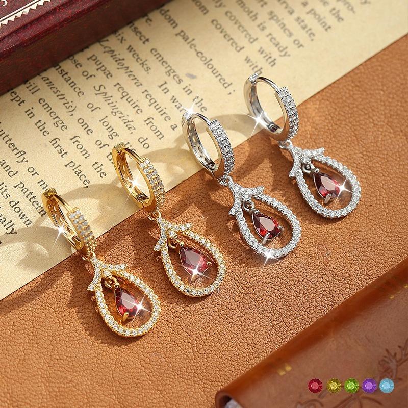 S925 Sterling Silver Earrings for Women Natural Crystal Stone Fashion Niche Girls Earrings Jewelry Gift
