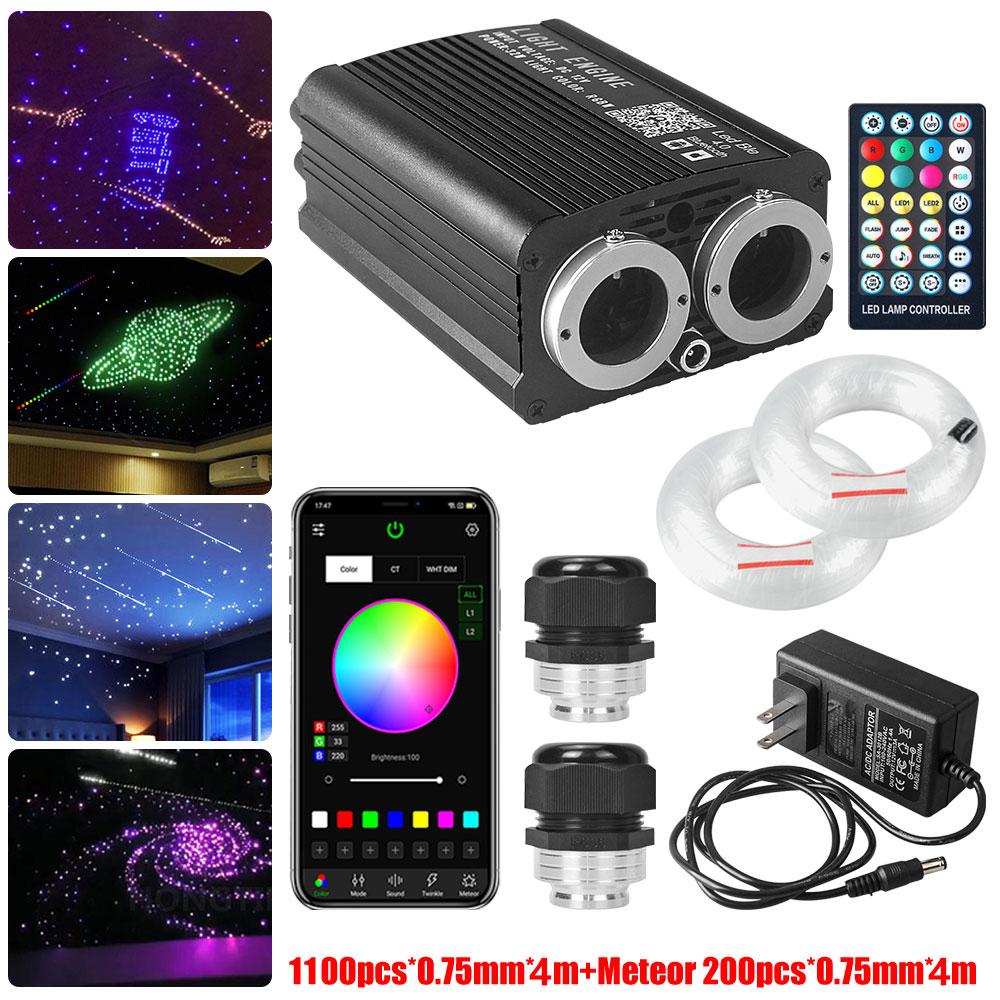 32W Twinkle Dual port Fiber Optic Star Ceiling Kit with RGB Meteor effect APP Car Roof stars Fiber Optic Starry Sky Car Ceiling