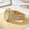 Luxury Gold Iced Out Men's Quartz Watch Rainbow Bezel Full Diamond Dial Hip Hop Bling Wristwatch for Men
