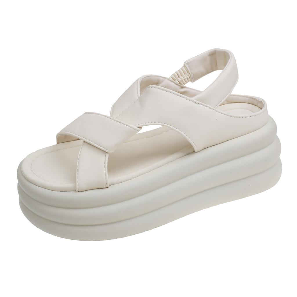 Platform sandals summer new casual elastic band foot cover word with muffin sandals tide