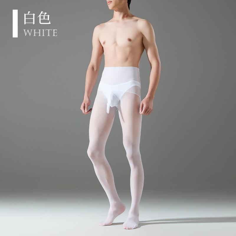 Men's 360 Seamless Glossy Silky Tights, High-Waist Seamless Pantyhose
