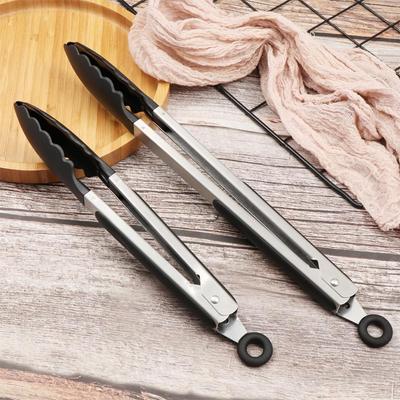New Home Kitchen BBQ Tools Barbecue Tongs Salad Food Clip Silicone Handle Stainless Steel Head