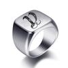 Initial Gravur Individuelle Ringe für Herren Edelstahl Männliches Siegelring Leerer Schmuck Ringband Hochglanz Silberfarben US-Größe