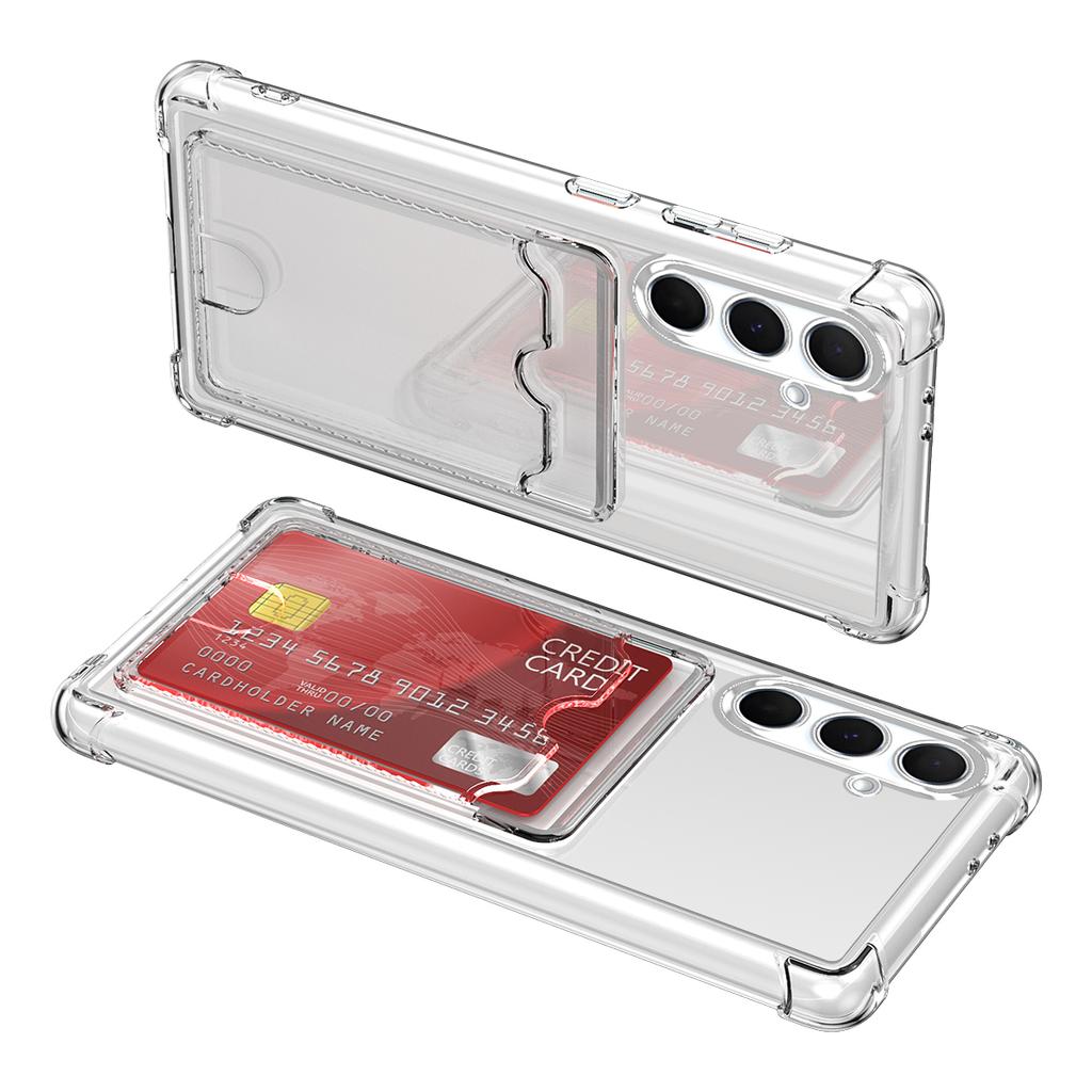 Card Slot Bag Clear Case For Samsung S26 S25 Edge S24 S23 S22 S21 S20 Note 20 Ultra Plus FE A56 A36 A26 A16 A06 Plating Cover
