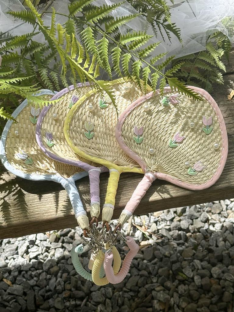 Fresh Hand-Woven Original Fan Ins Style Summer Refreshing Durable Fan Travel Portable Photo Shooting Photo