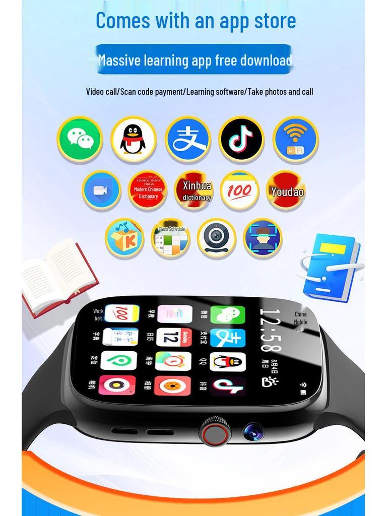 5G Children's Smartwatch T95 with SIM Card, Dual Cameras, Alipay, and WeChat Positioning M95