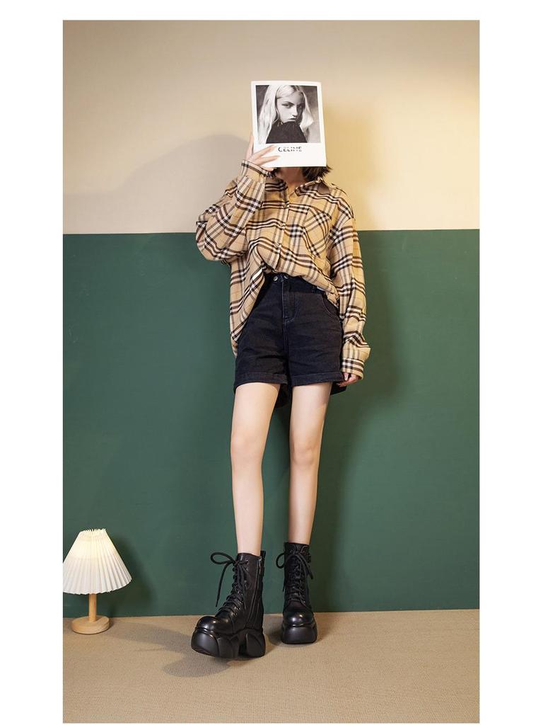 Women's Thick Sole Soft Cowhide Martin Boots with Inside Heel - 2025 Autumn/Winter Fashion Versatile Short Boots