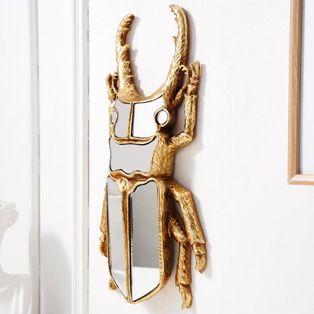 Golden Mirror Beetle Wall Decoration Resin Craftsmanship Centipede Insect Pendant Wall Decoration for Background Panel