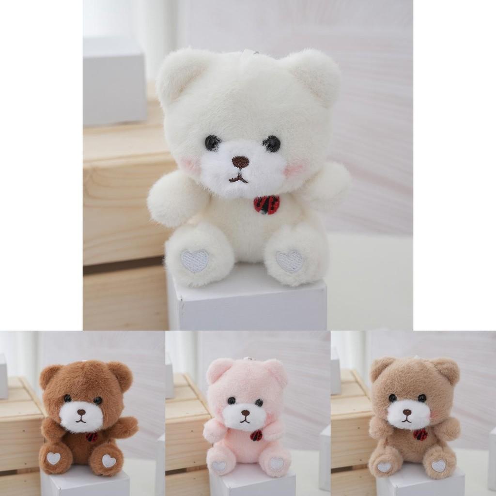 Adorable Plush Bear Keychain Cute Cartoon Style Soft Stuffed Animal Doll Accessory