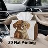 1pc, 2D Flat Printing, Tissue Box Wooden Dog Sculpture Paper Towel Holder Pattern Printed Tissue Box, Suitable for Bathrooms, Living Rooms, Bedrooms,