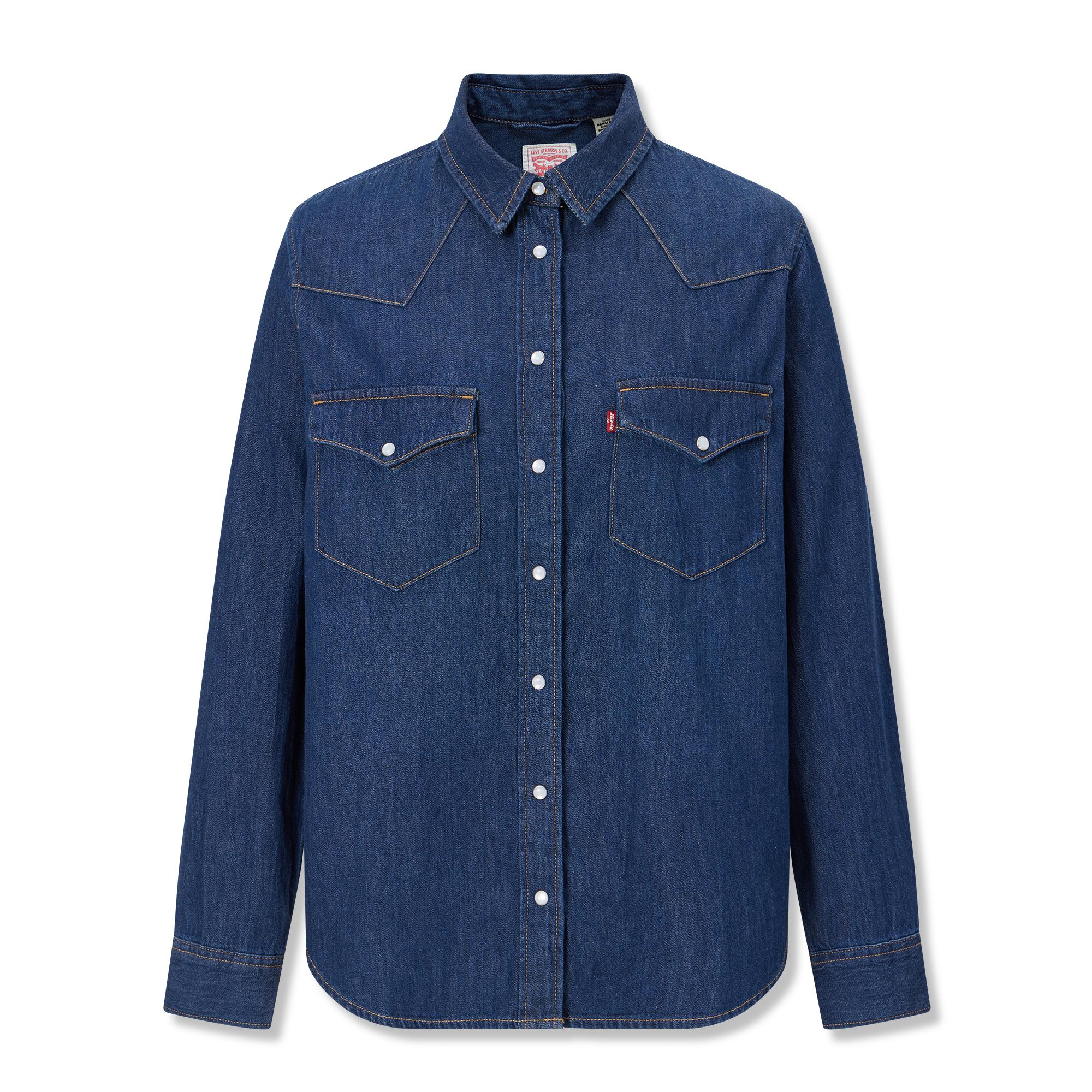 Levis American Classic Versatile Comfortable Fashionable Polo Loose Long Sleeve Shirt Women shirts 00APT-0000 XS