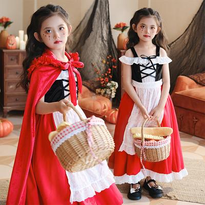 Halloween Kinderkleidung Rotkäppchen Schal Umhang Französische Pastorale Mädchen Prinzessin Rock Kinder Show Kostüm