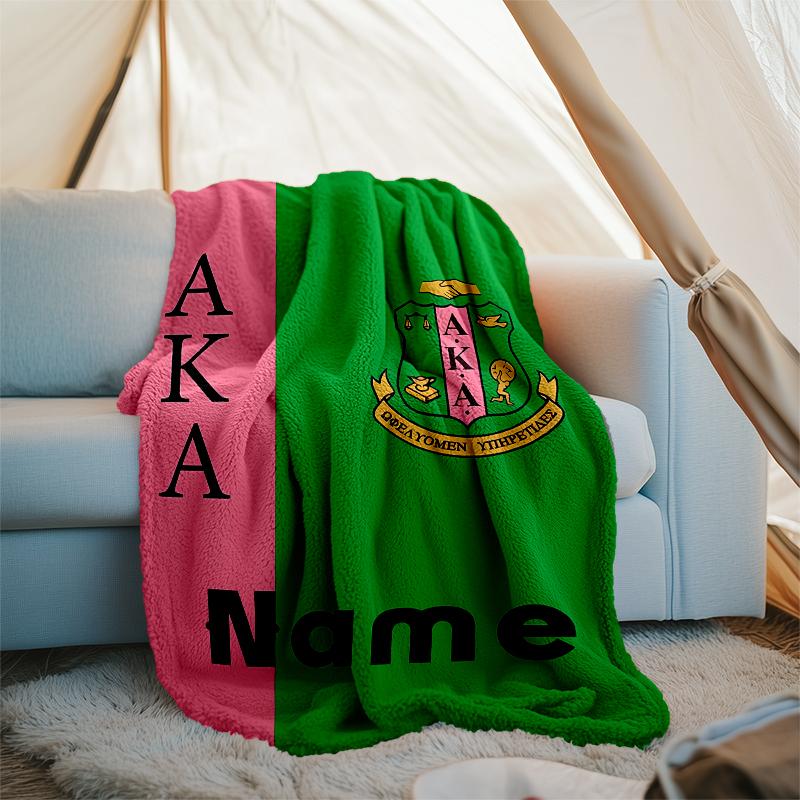 Personalized Custom Name Blanket - Alpha Kappa Alpha logo Print Design,Blanket for Sofa,Bed,Travel,Camping - Soft and Warm, Great Gift
