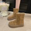 Fashion New spring summer fashionable versatile women's boots casual comfortable thick soled shoes  hollowed out midsole boots