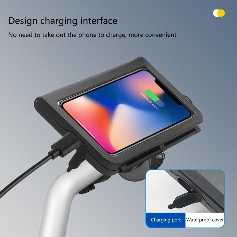 Bike Phone Mount Waterproof, Motorcycle Phone Mount with Aluminum Handlebar Mount Base Touching Screen Phone Case