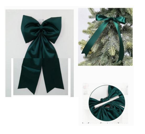 Kolip Christmas Tree Bow Top Decoration Set with Satin, Cotton, Iron Wire and 24 Ribbon Bow Pendants