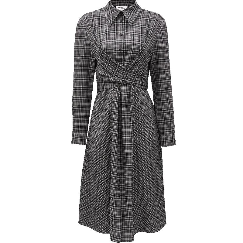 

VEROMODA Elegant Plaid Tie-Belt Dress XL