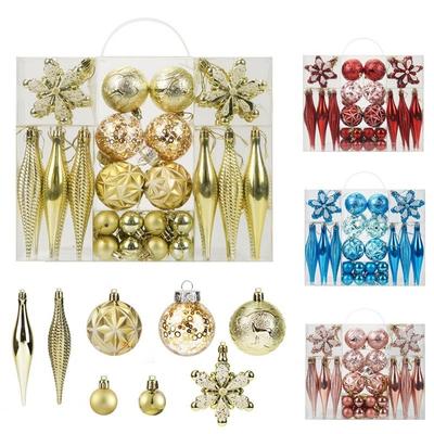 40PCS Shatterproof Assorted Christmas Ball Ornaments Set Colored Plastic Decorative Baubles Decorations Snowflake