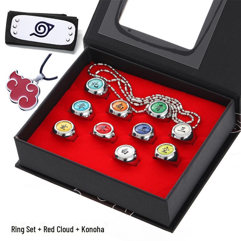 Set Inele Ninja: Akatsuki Itachi, Pain Six Paths, Orochimaru, Vermilion - Accesorii Anime