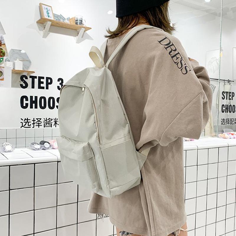 Koreansk Solid Ryggsekk Student Skolesekk Kvinner Menn Stor Kapasitet Reiseveske Ryggsekk