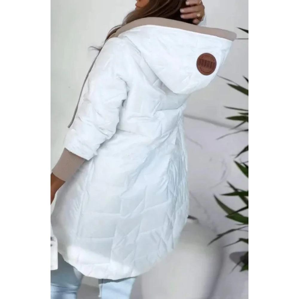 Herbst- und Wintermode Kapuzenjacke Locker Einfarbig Reißverschluss Baumwolle für Damen