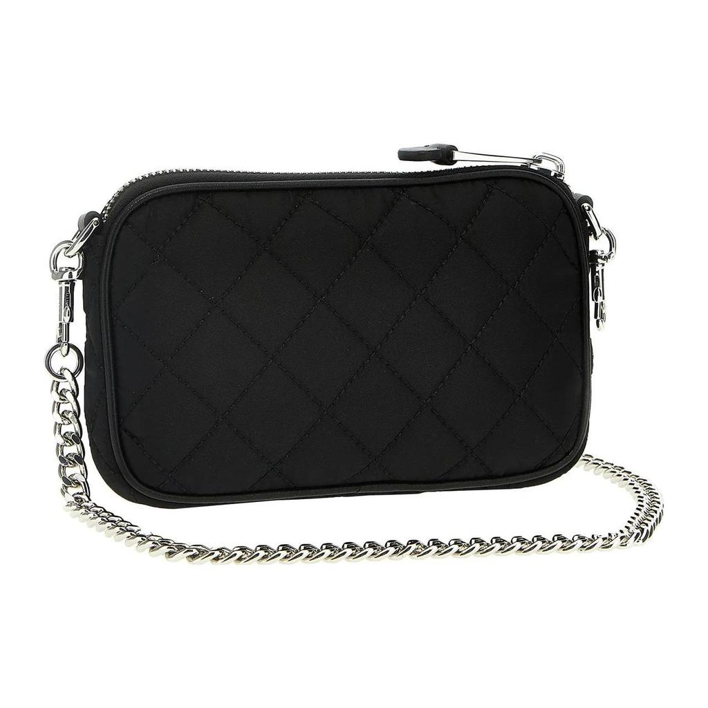 Moschino Chain Strap Crystal Embellished Nylon Shoulder Crossbody Bag Women Bags Black