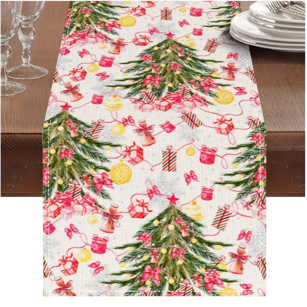 Christmas decoration table runner printed dining table cloth festive party Christmas tree tablecloth