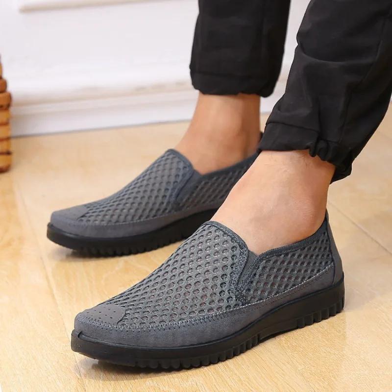 New Summer Men's Flat Loafer Shoes for Men Breathable Non-slip Casual Shoes Soft Sole Comfort Walking Shoes Sandalias Sneakers